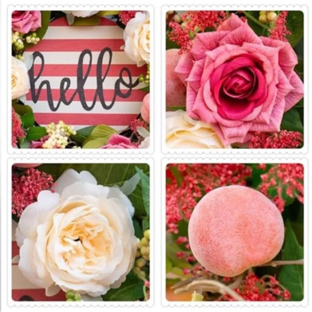 Spring Wreath Peony & Rose Floral Summer Wreath with Pink Peach, 24 Inch new